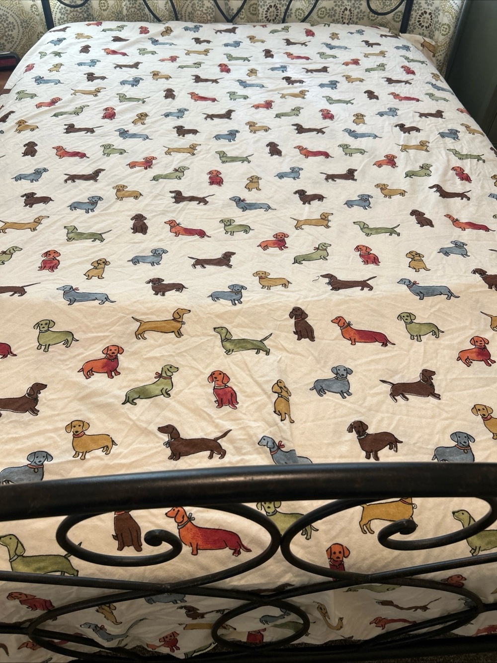 The Company Store Heavy Weight Flannel Full Size Cotton  Duvet Dachshund Dogs